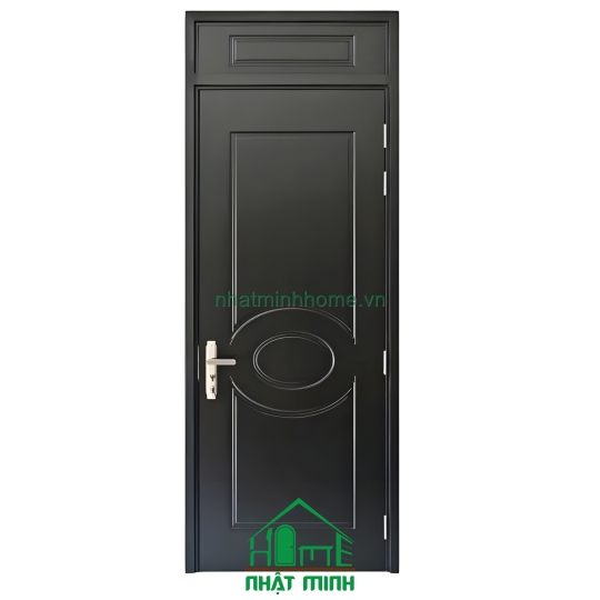 Cửa Nhựa Gỗ Composite Có Ô Fix Sơn Đen Cao Cấp