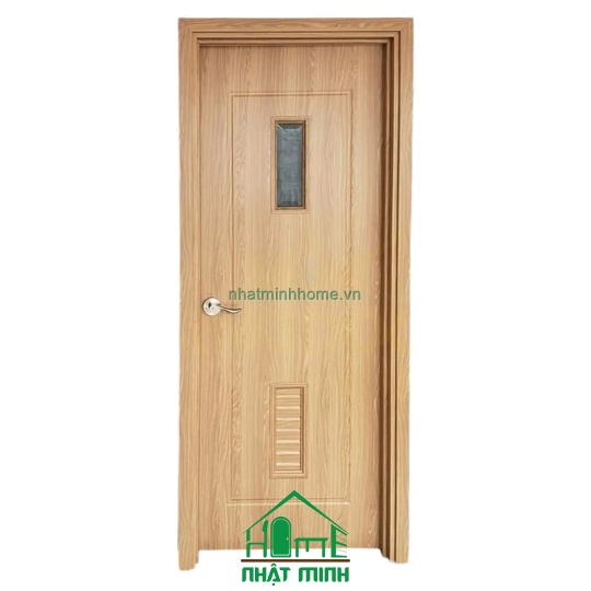 Cửa Nhựa Gỗ Composite Gắn Kính Giá Rẻ NM117