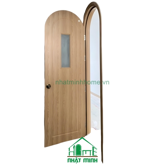 Cửa Vòm Nhựa Gỗ Composite Gắn Kính NM36